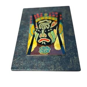 Lacquer Painting “Beijing Opera Doughface Yangqiliang” Vintage Chinese Art Panel